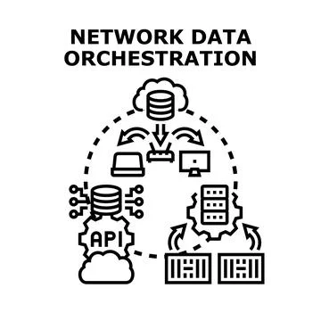 Network data orchestration concept visualizing data flow イラスト素材