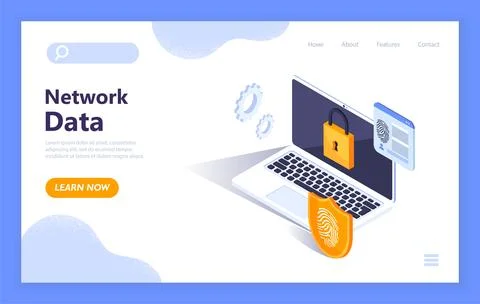 Network data protection concept design. Vector illustration Stock Illustration