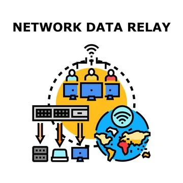 Network data relay providing global communication connectivity Illustrazione stock