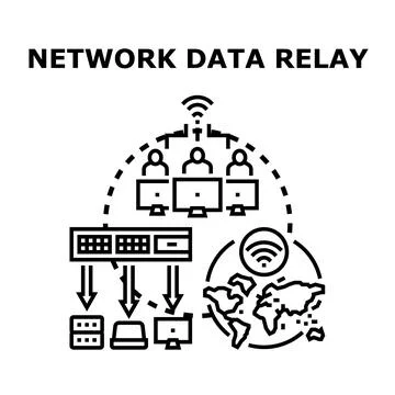 Network data relay providing global communication connectivity Stock Illustration