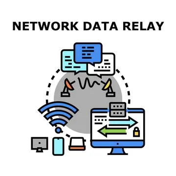 Network data relay sending receiving information communication Stock Illustration