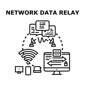 Network data relay sending receiving information communication Stock Illustration