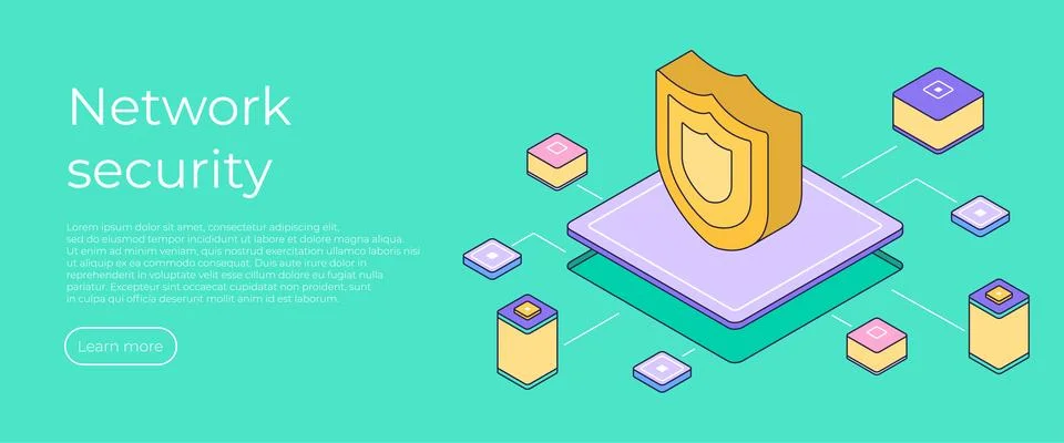 Network data security isometric vector illustration. Security symbol Stock Illustration