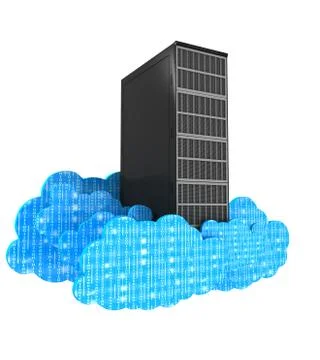Network data server with cloud and binary code 库存插图