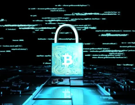 Network data transmission and lock, bitcoin, security protection イラスト素材