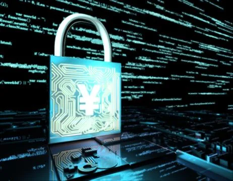 Network data transmission and lock, RMB, security protection Stock Illustration