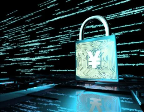 Network data transmission and lock, RMB, security protection Illustrazione stock