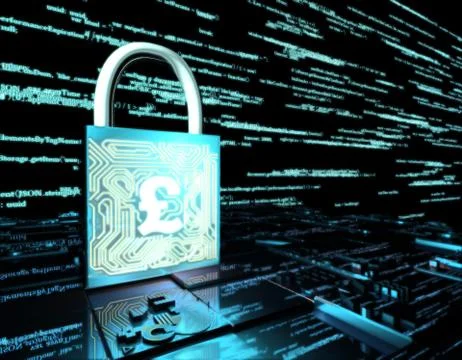 Network data transmission and lock, pound, security protection Illustrazione stock