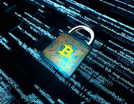 Network data transmission and lock, bitcoin, security protection イラスト素材