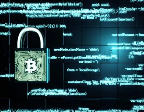 Network data transmission and lock, bitcoin, security protection イラスト素材