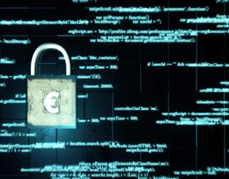 Network data transmission and lock, Euro, security protection Illustrazione stock
