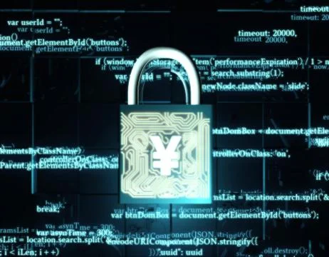 Network data transmission and lock, RMB, security protection Illustrazione stock