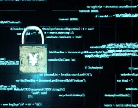 Network data transmission and lock, RMB, security protection Stock Illustration