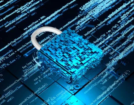 Network data transmission and lock, security protection Illustrazione stock