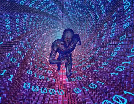 Network data transmission for people running in digital channels Stock Illustration
