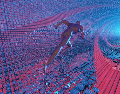 Network data transmission for people running in digital channels Stock Illustration