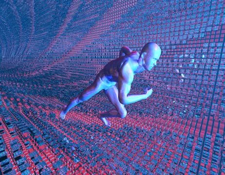 Network data transmission for people running in digital channels Stock Illustration