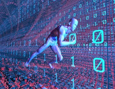 Network data transmission for people running in digital channels Stock Illustration