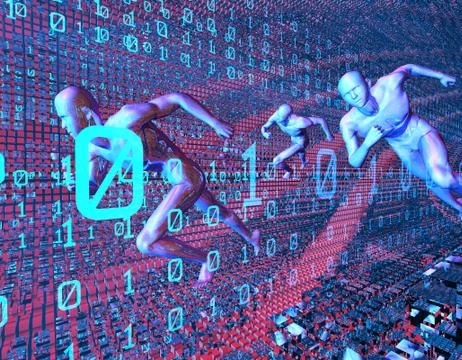 Network data transmission for people running in digital channels Stock Illustration