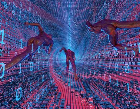 Network data transmission for people running in digital channels Stock Illustration