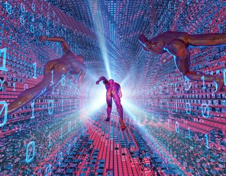 Network data transmission for people running in digital channels Stock Illustration