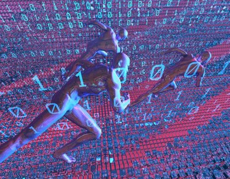 Network data transmission for people running in digital channels Stock Illustration
