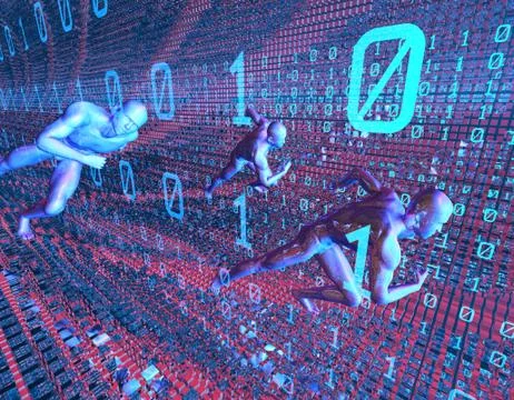 Network data transmission for people running in digital channels Stock Illustration