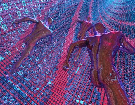 Network data transmission for people running in digital channels Stock Illustration