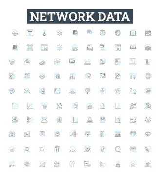 Network data vector line icons set. Networking, Data, Transfer, Protocols Ilustración de archivo