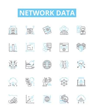 Network data vector line icons set. Networking, Data, Transfer, Protocols Stock Illustration