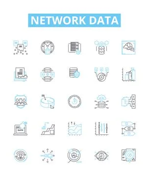 Network data vector line icons set. Networking, Data, Transfer, Protocols 스톡 일러스트