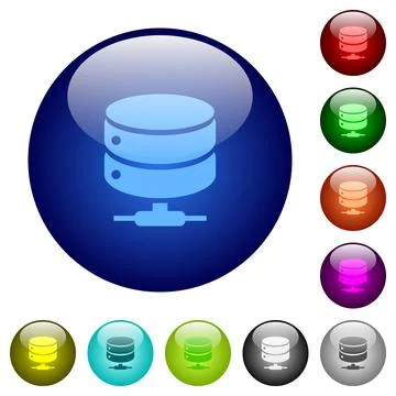 Network database color glass buttons Illustrazione stock