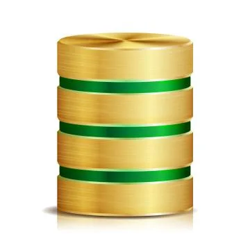 Network Database Disc Icon Vector. Realistic Illustration Of Computer Hard Disk Stock Illustration