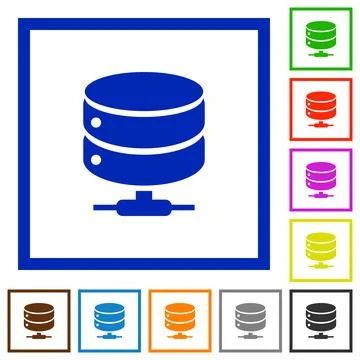 Network database flat framed icons Illustrazione stock