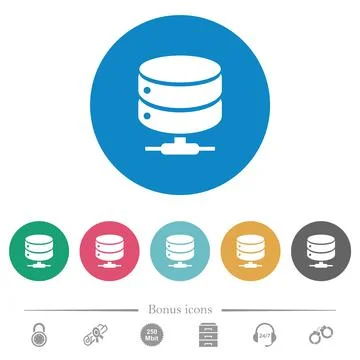 Network database flat round icons Stock Illustration