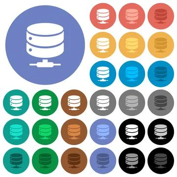 Network database round flat multi colored icons Stock Illustration