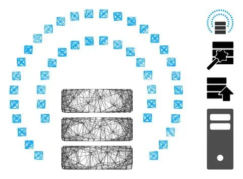 Network Database Sphere Shield Vector Mesh Illustrazione stock