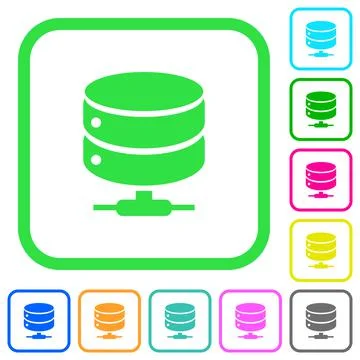 Network database vivid colored flat icons Stock Illustration
