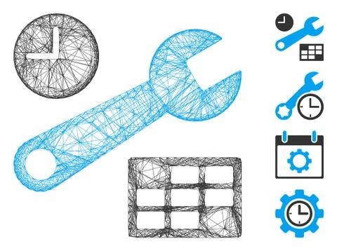 Network Date and Time Setup Vector Mesh Stock Illustration