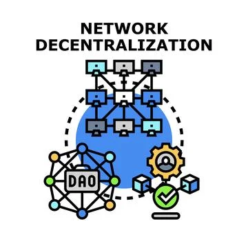 Network decentralization concept for blockchain and dao technology Ilustración de archivo