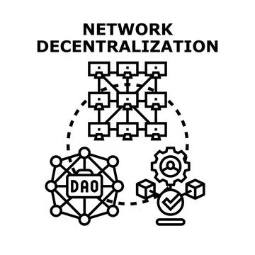 Network decentralization concept for blockchain and dao technology Stock Illustration
