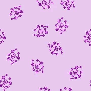 Network decentralized application line vector seamless pattern Stock Illustration