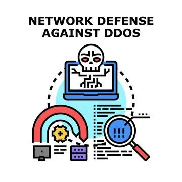Network defense against ddos attack illustration Stock Illustration