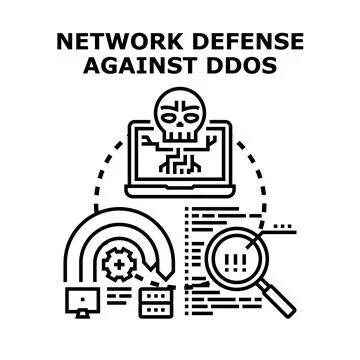 Network defense against ddos attack illustration Stock Illustration