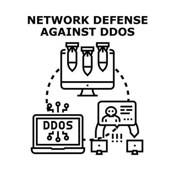 Network defense against distributed denial of service attack Stock Illustration