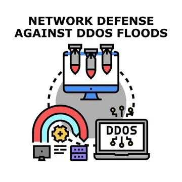 Network defense against distributed denial of service floods Stock Illustration