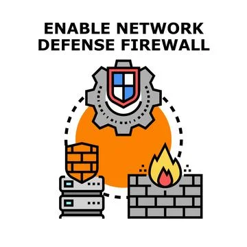 Network defense firewall enabling system concept illustration Stock Illustration