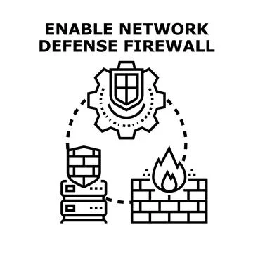 Network defense firewall enabling system concept illustration Stock Illustration