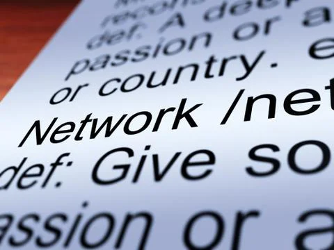 Network definition closeup showing computers connected Stock Illustration