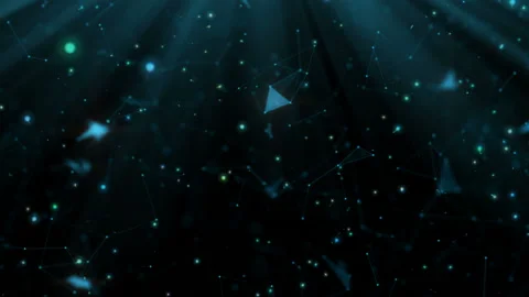 Network. Depth of field.Abstract futuristic, polygonal space with a dark Stock Footage 96538928